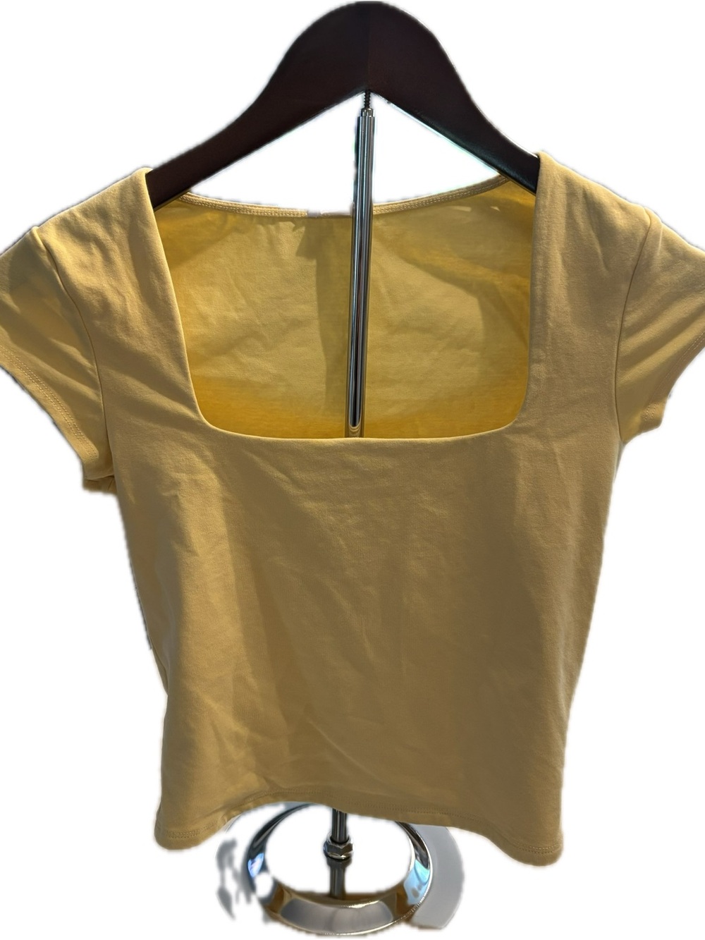 Garage Soft Yellow Square Neck Short Sleeve Top